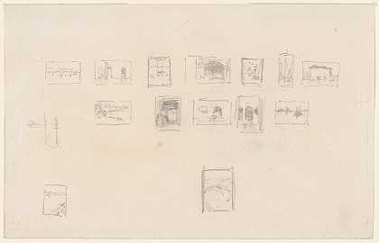 詹姆斯·艾伯特·麦克尼尔·惠斯勒的《惠斯勒第一套威尼斯布景的选择和布置草图》