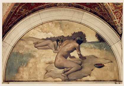约翰·怀特·亚历山大的《书的进化》系列壁画