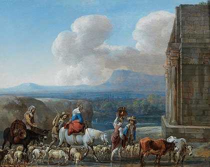 扬·范登·赫克（Jan van den Hecke）的《牧羊人和旅行者在罗马坎帕尼亚的凯旋门》
