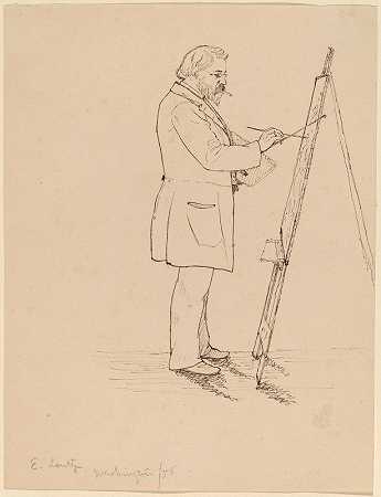 约翰·昆西·亚当斯·沃德的《素描-伊曼纽尔·鲁茨》