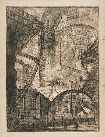 乔瓦尼·巴蒂斯塔·皮拉内西（Giovanni Battista Piranesi）的《拱门透视，带着冒烟的火》（Carceri d’Invenzione）第6版