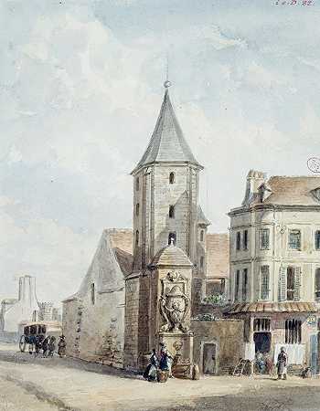 “亚历山大塔，圣维克多修道院的遗迹（塔楼修道院建筑的角度）。作者：Auguste-Sébastien Bénard