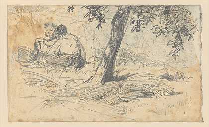 约翰·辛格·萨金特的《坐在树旁的男孩和女孩》