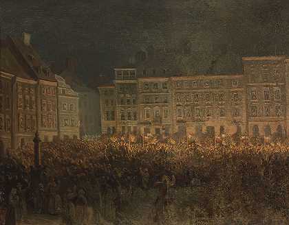 “1861年亚历山大·莱瑟在老城广场上的爱国表现