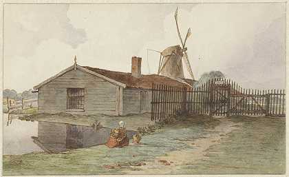 亨德里克·亚伯拉罕·克林哈默（Hendrik Abraham Klinkhamer）的《阿姆斯特丹附近有木建筑的磨坊》