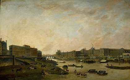 “Hôtel de la Monne et Le Louvre，从Pont-Neuf看，约1800年，作者：Pierre Antoine Demachy