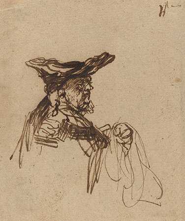 伦勃朗·范·里恩的《戴平顶帽的老人半身像》