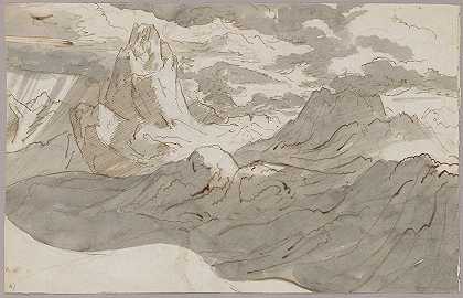 雅各布·克里斯托夫·米维尔的《带云的高山风景》