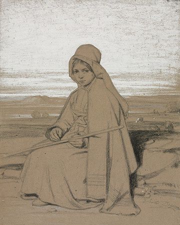 Jules Dupré的《坐着的牧羊女》