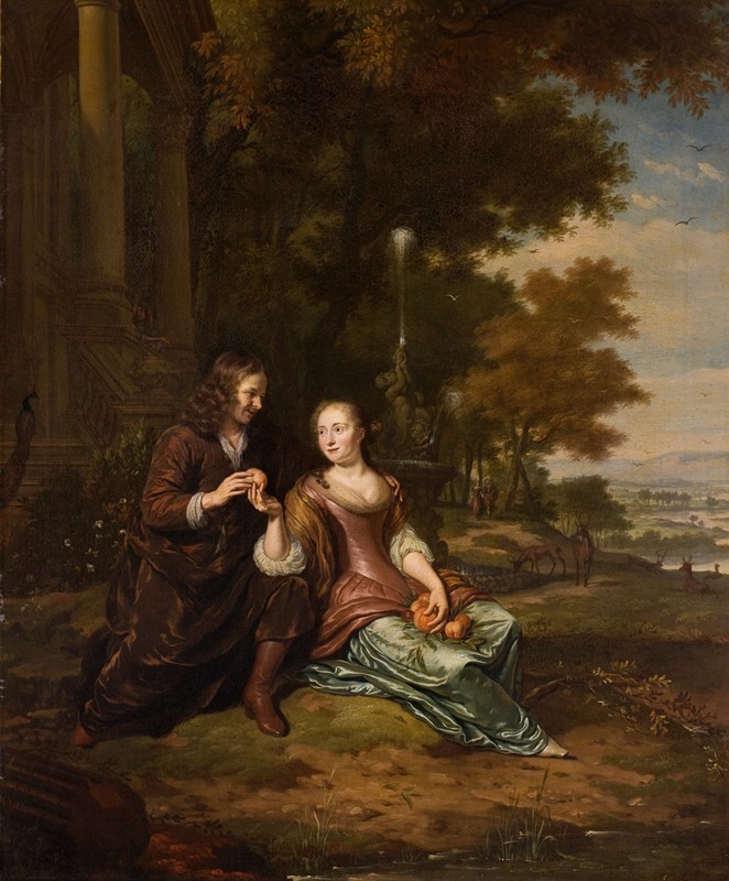 米歇尔·范·穆舍尔的《一对年轻夫妇的肖像》