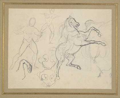 欧仁·德拉克罗瓦的《人物、马和狗的研究》