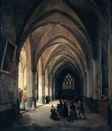 “圣贝诺教堂的内部视图南中堂。作者：Louis Courtin