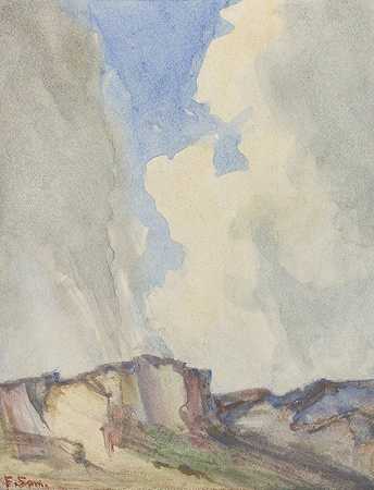 弗朗斯·史密塞特的《暴风雨天空下沙丘风景与挖沙》