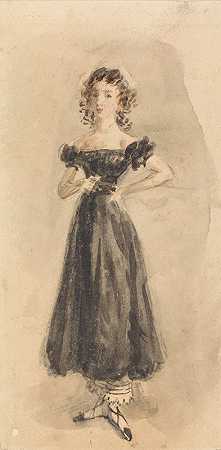 威廉·亨利·亨特（William Henry Hunt）的《一个穿着黑色晚礼服、戴着戒指的年轻女孩的研究》