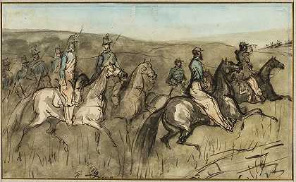 康斯坦丁·盖伊的《草甸骑兵演习》