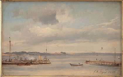 维尔海姆·彼得森（Vilhelm Petersen）的《新西兰亨利伯港》（A Boat Harbour，Humlebæk，Zealand）