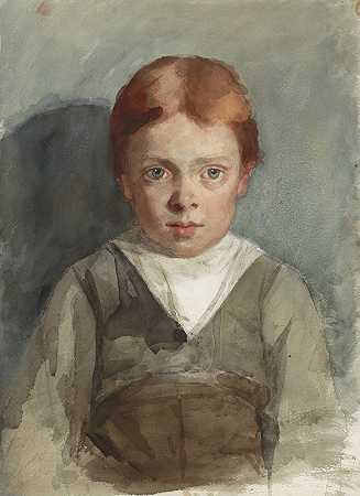 “一个红头发男孩的肖像，前面是Thérèse Schwartze