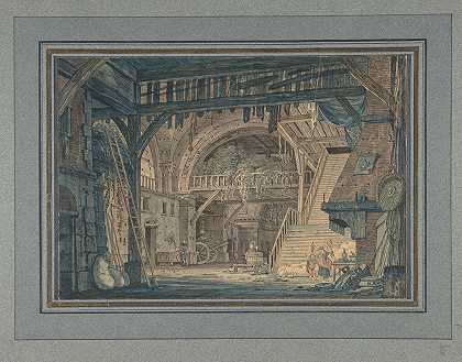 约翰·海因里希·兰伯格的《古罗马废墟被改造成谷仓的舞台布景设计》