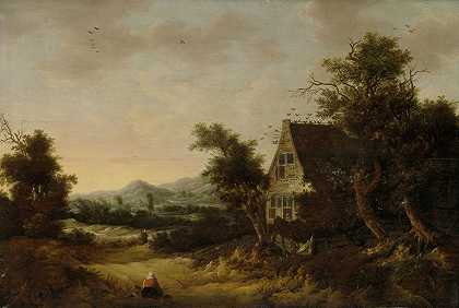 科内利斯·范·兹维滕的《山丘风景与农民小屋》