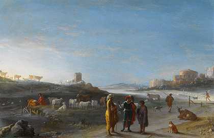 科内利斯·范·波伦布尔《旧约》中一幅意大利人风景画，主题不明