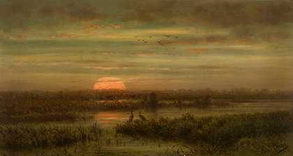 让-皮埃尔·弗朗索瓦·拉莫里尼埃《日落时的苍鹭风景》