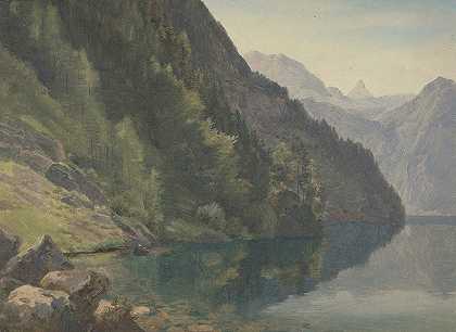 约翰·海因里希·席尔巴赫（Johann Heinrich Schilbach）的《国王湖的森林海岸》（Königsee）