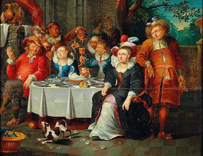 Frans Xaver Hendrick Verbeeck的《优雅的餐厅》