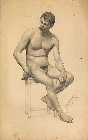 古斯塔夫·克里姆特的《裸体坐男》