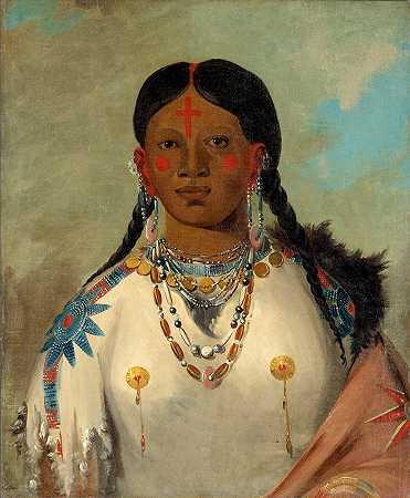 “Tís-Se-Wóo-Na-Tís，洗膝盖的女人，酋长的妻子”，乔治·卡特林著