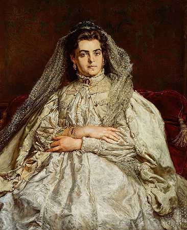 “艺术家妻子Teodora née Giebułtowska的肖像，作者：Jan Matejko