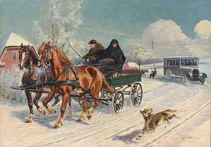 卡尔·汉森·赖斯特鲁普（Karl Hansen Reistrup）的《冬季马车派对》