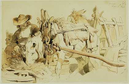 埃德温·亨利·兰瑟爵士在日内瓦为他的小马喂奶