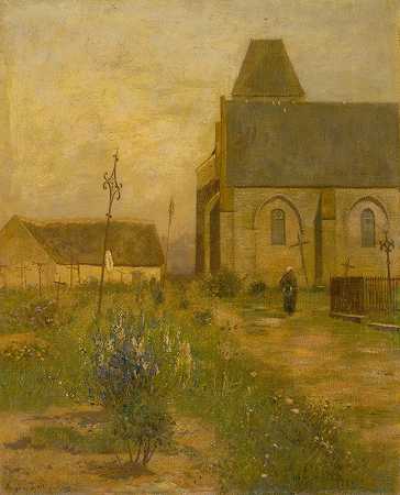 Eugen Jettel的《教堂和墓地的风景》