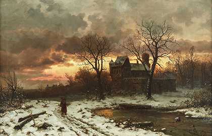 《莱茵河谷的冬季黄昏》