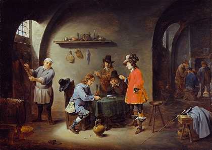 《旅馆的赌博场景》作者：David Teniers The Younger