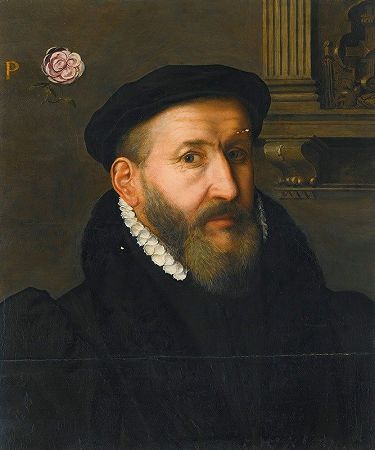 Willem Key的《戴着黑色贝雷帽和白领的绅士肖像》