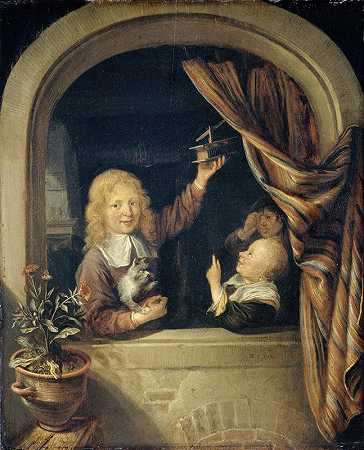Domenicus van Tol的《带着捕鼠器的孩子》