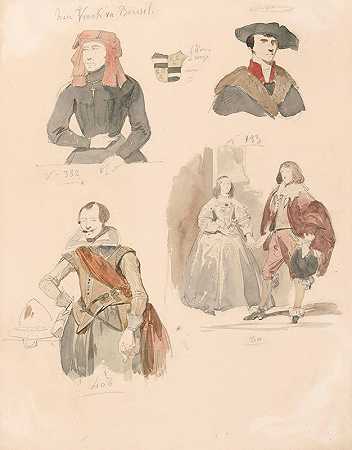 “弗兰克·范·博塞尔，《为国家服务的男人和船长的肖像》，威廉二世，奥兰治王子和亨丽埃塔·玛丽亚·斯图亚特王后