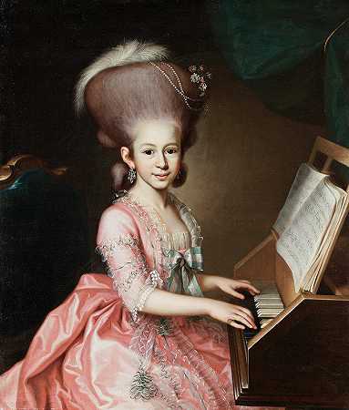格奥尔格·安东·乌尔劳布（Georg Anton Urlaub）的《克拉维科德一位年轻女士的肖像，据说是亨丽埃特·豪斯曼》（Henriette Haussman）