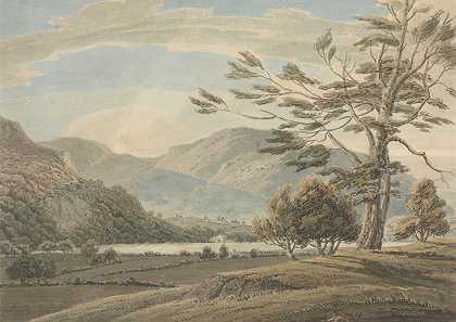 托马斯·桑德兰的《风景树木、湖泊和山脉，湖区》