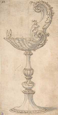 乔瓦尼·巴蒂斯塔·福吉尼的“由贝壳和S形蜗牛组成的杯子或遗物设计”