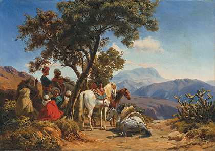 柯特·维克托·克莱门斯·格罗利格的《山中的阿拉伯骑手》