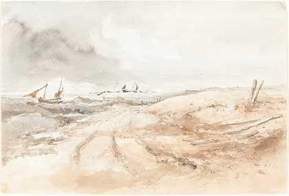 19世纪英国《波涛汹涌的水面上的船》