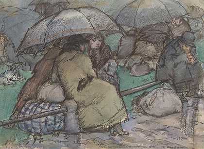 《来自比利时的难民在鲁森达尔》，1914年，利奥·盖斯特尔著