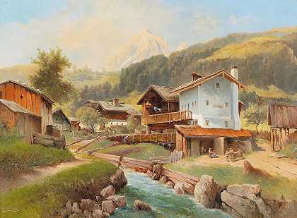 卡尔·弗朗茨·伊曼纽尔·豪诺德的《溪边山村》