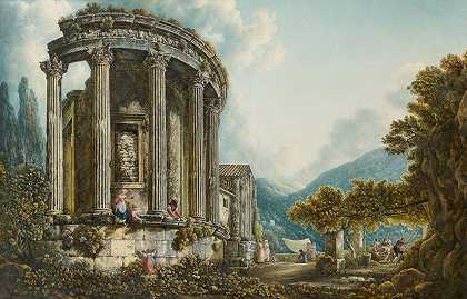 “Tivoli，亚伯拉罕·路易·鲁道夫·杜克罗斯的西比尔神庙视图