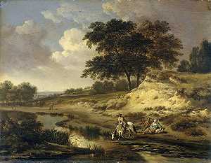 Jan Wijnants的《骑手给马浇水的风景》