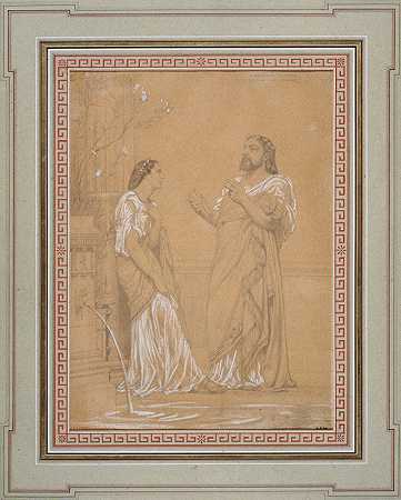 古斯塔夫·布朗格（Gustave Boulanger）的西奥菲尔·高蒂埃（Theophile Gautier）和法瓦特女士（Melle Favart）穿着罗马服装的肖像