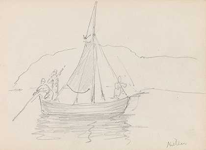 阿道夫·蒂德曼的《带人物的船，科尔》