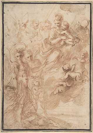 巴托洛梅奥·比斯凯诺（Bartolomeo Biscaino）的《大天使圣迈克尔和另一位向圣母和圣婴推荐灵魂的人物》（Saint Michael the Archangel）